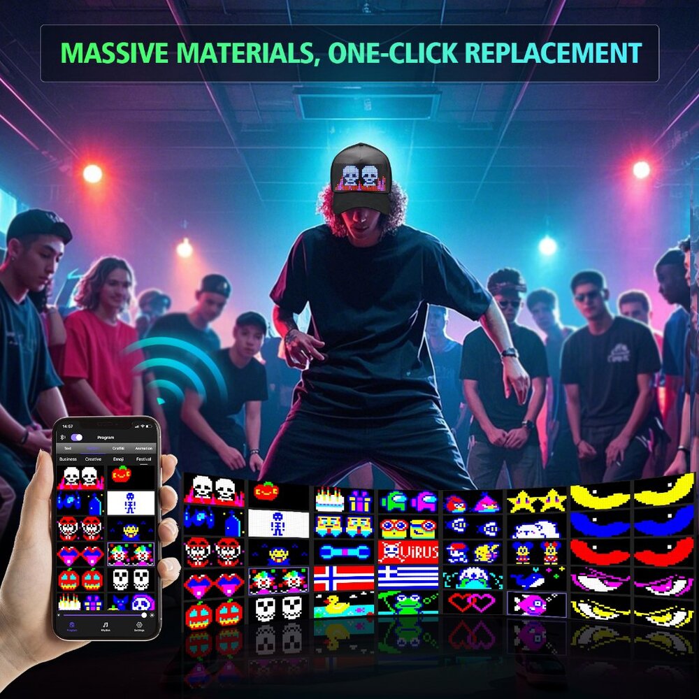 LED Baseball Cap Bluetooth Control Programmable T… - image 8